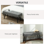 Panca Fondo Letto a Trapunta in Tessuto Effetto Velluto a Coste e Acciaio, 1x36x45 cm, Grigio - immagine 6