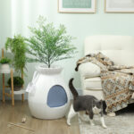 Lettiera per Gatti Antiodore a forma di Vaso con Paletta, in ABS e Acciaio Inox, 50x48,5x58,7 cm, Bianco - immagine 9