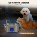 Fontanella per Gatto da 7L con Luce LED e Spazzola, in Acciaio Inox 304, 32x22,1x22,3 cm, Argento - immagine 5