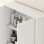 Mobile Bagno Sopra WC e Lavatrice con Armadietto e Ripiano Aperto, 64x20x180 cm, Bianco - immagine 9