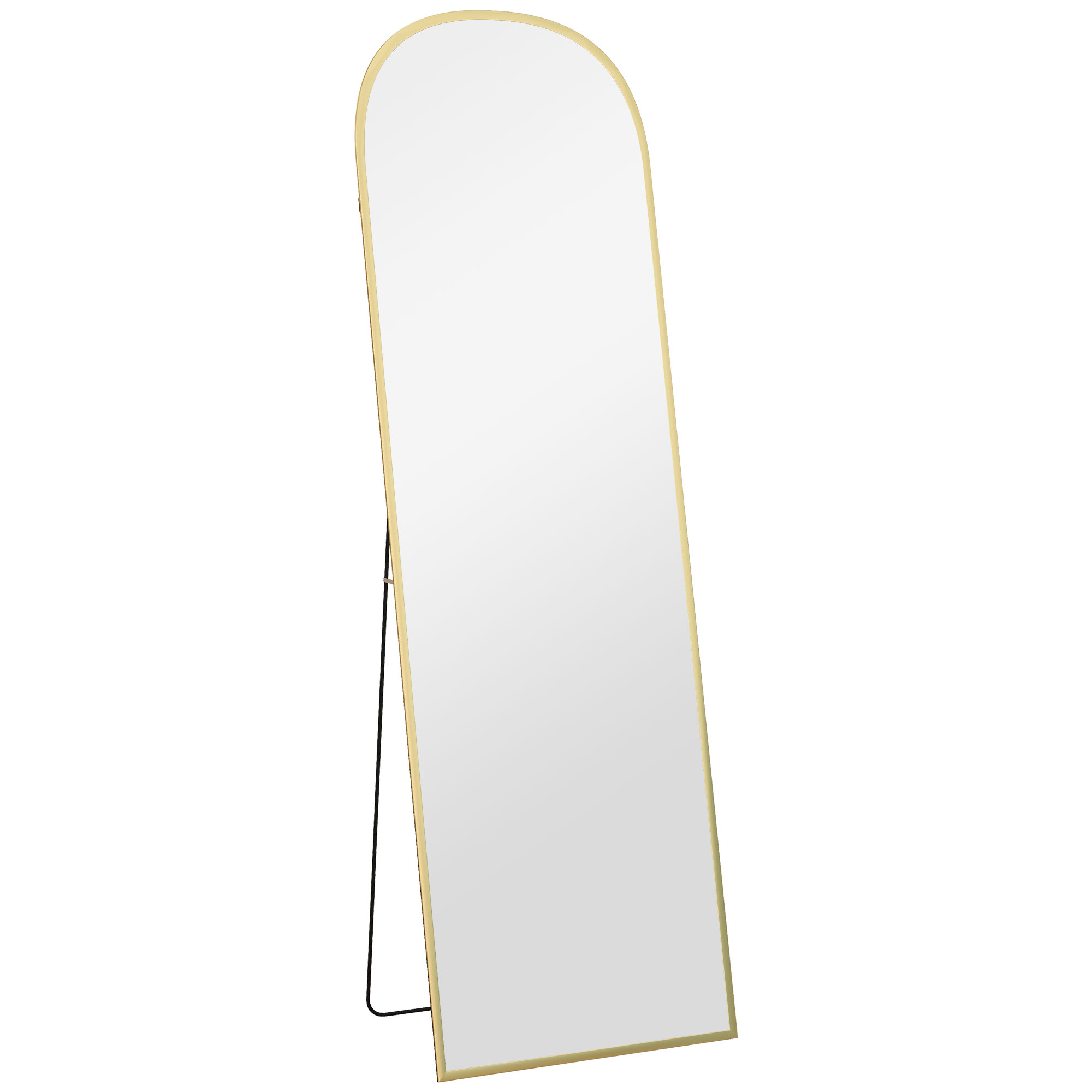 EmV79d19a2064334d.jpg Specchio da Terra e Parete Moderno in Lega di Alluminio con Supporto Pieghevole, 50x170cm, Oro - immagine 1