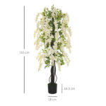 Pianta Artificiale Glicine Bianco Finto con Vaso per Interni ed Esterni, Bianco e Verde Ø18 x 165cm - immagine 3
