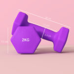 Set 2 Manubri 2x2 kg Esagonali e Antiscivolo per Casa e Palestra, in Metallo e Plastica, 16x7,5x7,5 cm, Viola - immagine 3