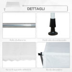 Tenda da Sole da Esterno 2x1,5m a Rullo con Manovella, Altezza e Angolazione Regolabile, Bianco - immagine 7