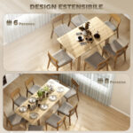 Tavolo Allungabile da Pranzo per 6-8 Persone, 140-180 x 80 cm, Colore Legno - immagine 4