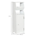 Mobiletto da Bagno in MDF Bianco con Armadietto e Spazio per Carta Igienica, 19x15x56 cm - immagine 3