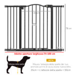 Cancelletto per Cani Estensibile con 4 Viti Regolabili, in Metallo e Plastica, 74-1x78 cm, Nero - immagine 3