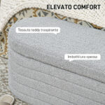 Panca Fondo Letto in Tessuto Teddy con Vano Contenitore, 116x41x40,5cm, Grigio Chiaro - immagine 5