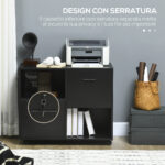 Mobile da Ufficio con 2 Cassetti Porta Documenti e Ripiani, Ruote con Blocco, 80x40x66cm, Nero - immagine 7