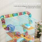 Gabbia per Criceti a 5 Piani con Tubi Colorati, Ruota, Casetta e Accessori, 47x30x59 cm, Azzurro - immagine 7
