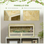 Terrario per Rettili in Legno con Porte in Vetro Scorrevoli e Pannelli in Rete, 60x29,5x29,5cm - immagine 5
