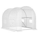 Serra a Tunnel con 4 Finestrelle e Ingresso a Zip in Acciaio Zincato e PE, 3x2x1,9 m, Bianco