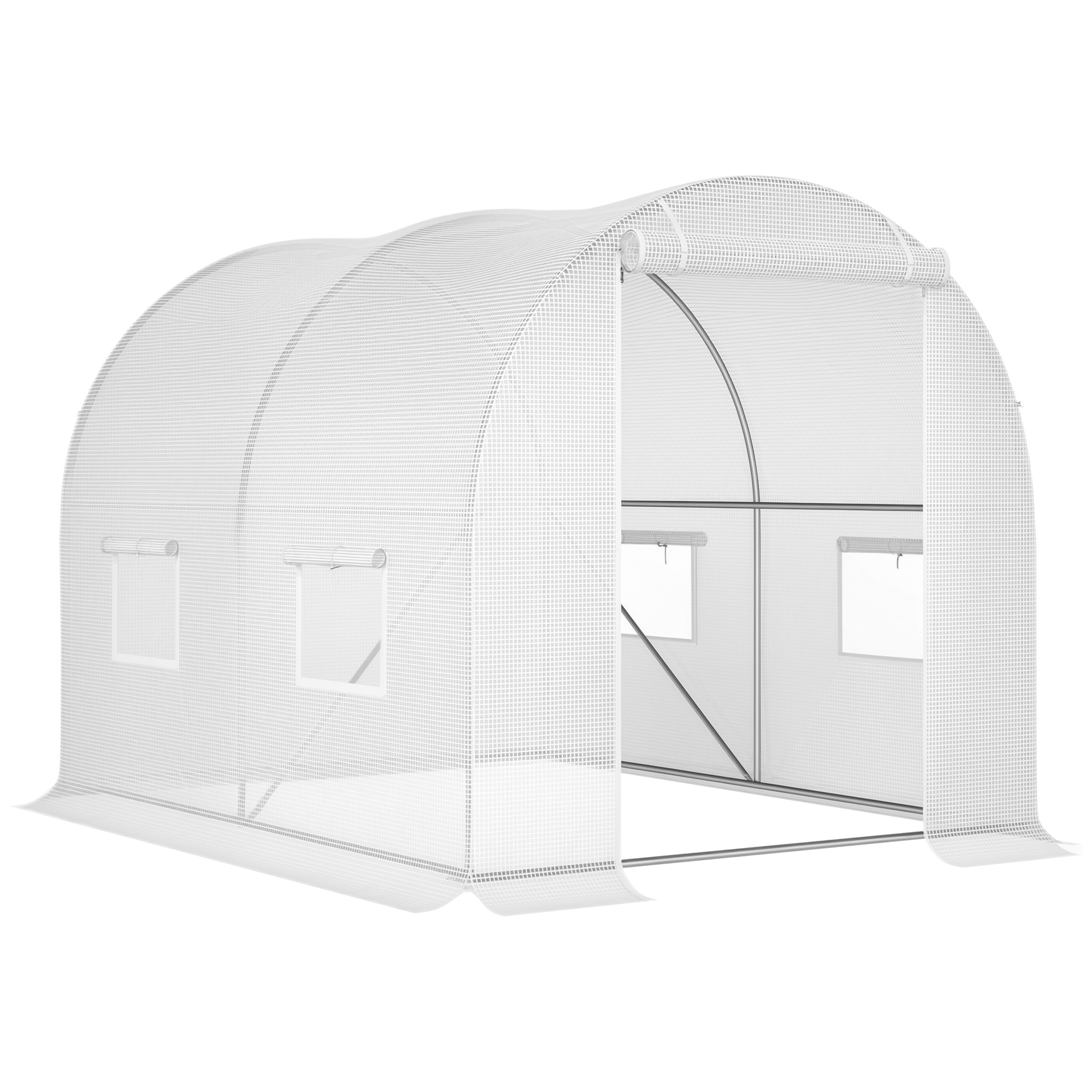 FWX031197efb5bb30.jpg Serra a Tunnel con 4 Finestrelle e Ingresso a Zip in Acciaio Zincato e PE, 3x2x1,9 m, Bianco - immagine 1