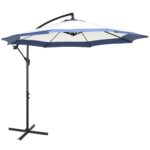 Ombrellone da Giardino a Braccio 3x2 m con Manovella, Metallo e Poliestere, Blu Scuro e Crema