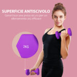 Set 2 Manubri 2x2 kg Esagonali e Antiscivolo per Casa e Palestra, in Metallo e Plastica, 16x7,5x7,5 cm, Viola - immagine 6