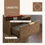 Comodini Moderni Set 2 Pezzi in Truciolato e Acciaio con Cassetto, 39,5x41x49 cm, Marrone - immagine 5