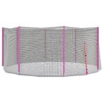 Rete di Protezione per Trampolini a 8 Pali con Ingresso con Cerniera, in PE, Ø366x180 cm, Nero e Rosa