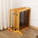 Cancelletto per Cani di Piccola/Media Taglia in Legno e Acciaio con 6 Pannelli Pieghevoli, 432x36x70cm - immagine 9