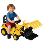 Escavatore per Bambini 2-4 Anni con Pinza, Pulsante per Suoni e Spazio Portaoggetti, 83x27x39 cm, Giallo e Nero
