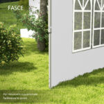 Pareti per Gazebo 3x3 o 3x4 con Finestrelle Incluse, in Plastica e Tessuto Oxford, 295x195 cm, Bianco - immagine 5