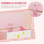 Baule Portagiochi per Bambini con Cerniere di Sicurezza in Legno con Disegni di Animali, 60x37x39 cm, Rosa - immagine 5