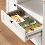Credenza Cucina con 3 Armadietti, 2 Cassetti, Ripiani Regolabili e Portaspezie, 1x40x62 cm, Bianco - immagine 9