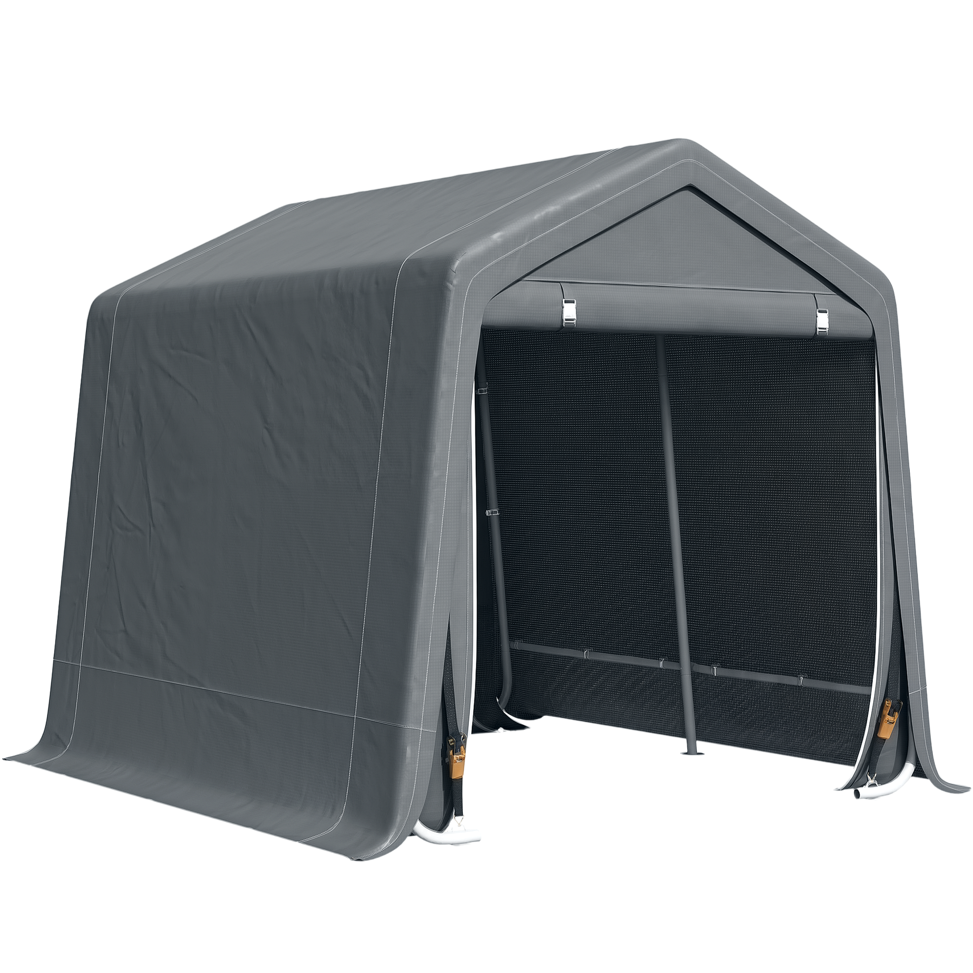 GJta5e197d9b7e0d6.png Tendone Garage per Auto, Moto e Attrezzi in Metallo e Tessuto PE, 280x240x240cm, Grigio - immagine 1