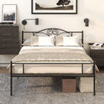 Struttura Letto Matrimoniale in Acciaio con Doghe Integrate, Testiera e Pediera, 160x2cm - immagine 4
