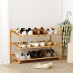 Scaffale Scarpiera a 3 Livelli per 12 Scarpe con Ripiani a Doghe in Bambù, 76x33x50,8 cm, Colore Legno - immagine 2