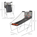 Canestri Basket con Tabellone LED, 4 Palloni e 8 Modalità di Gioco, 205x110x205 cm, Bianco e Nero - immagine 3