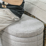 Panca Fondo Letto in Tessuto Teddy con Vano Contenitore, 116x41x40,5cm, Grigio Chiaro - immagine 8