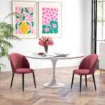 Set 2 Sedie da Pranzo in Velluto Imbottite con Gambe in Metallo, Rosso - immagine 2