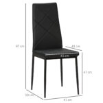 Set di 4 Sedie da Pranzo con Schienale Alto in Finta Pelle e Acciaio, 41x50x97cm, Nero - immagine 3