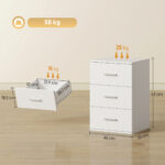 Comodino con 3 Cassetti Moderno e Multiuso per Camera e Salotto, 40x35x60 cm, Bianco - immagine 3