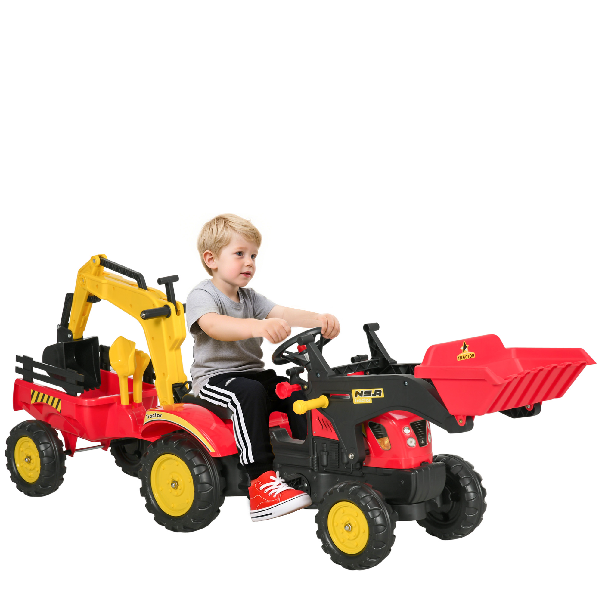 Gtwa3d1986094dd93.jpg Ruspa Giocattolo a Pedali Escavatore per Bambini con Pale e Volante - immagine 1