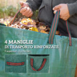 Set 3 Sacchi per Rifiuti da Giardino da 272 L con Manici, Richiudibili e Riutilizzabili, Ø67x76 cm, Verde - immagine 5