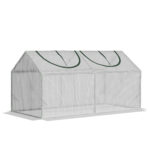 Serra da Giardino a Casetta con Copertura in PE, Serra per Orto con Picchetti e Bordi Estesi per Piante e Fiori, 120x60x60cm, Bianco