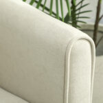 Divano 2 Posti Moderno con Schienale Trapuntato a Bottoni e Rivestimento in Velluto, 124x73x92 cm, Crema - immagine 9