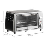 Fornetto Elettrico 10L Temperatura Regolabile e Timer, Griglia e Teglia Incluse, 750W, 36,5x26x22cm, Argento Nero - immagine 3
