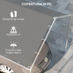 Copertura di Ricambio 6x3 m in PE Grigio Scuro Anti-UV per Carport Auto con Corde Elastiche - immagine 6