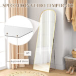 Specchio da Terra e Parete Moderno in Lega di Alluminio con Supporto Pieghevole, 50x170cm, Oro - immagine 5