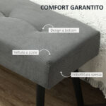 Panca Fondo Letto a Trapunta in Tessuto Effetto Velluto a Coste e Acciaio, 1x36x45 cm, Grigio - immagine 4