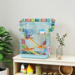 Gabbia per Criceti a 5 Piani con Tubi Colorati, Ruota, Casetta e Accessori, 47x30x59 cm, Azzurro - immagine 2