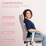 Sedia da Ufficio Ergonomica Rinforzata con Braccioli Regolabili, Poggiapiedi e Poggiatesta, Rosa - immagine 5