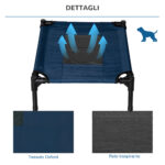 Lettino per Cani Rialzato con Seduta Traspirante, in Acciaio e Tessuto, 61x46x18 cm, Blu Scuro e Nero - immagine 6