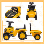Camion Giocattolo per Bambini 12-36 Mesi con Pala e Rimorchio, in PP e Metallo, 91x29x44 cm, Giallo - immagine 3