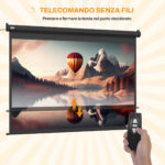 Schermo per Proiettore 89" Formato 4:3 Regolabile con Telecomando, 171x130cm, Nero - immagine 8