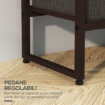 Appendiabiti da Terra con Asta, 3 Cassetti e Ripiani, in Legno MDF e Acciaio, 58,5x30x178 cm, Marrone - immagine 7
