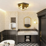 Lampada da Soffitto Stile Industriale Geometrica con 3 Attacchi E27 per Lampadine LED, Nero e Oro - immagine 8