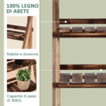 Portapiante Pieghevole Portavasi in Legno di Abete con 3 Livelli Scaffale da Esterno per Piante Portafiori 80x37x93cm - immagine 6